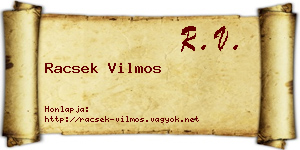 Racsek Vilmos névjegykártya